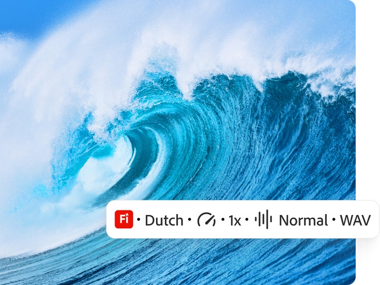Powerful ocean wave curling and crashing, illustrating Adobe Firefly's AI-powered sound effects generation for creating realistic environmental and nature audio.