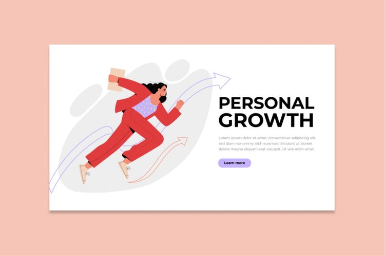 'Personal Growth' टेक्स्ट के साथ एक सैंपल ब्रोशर