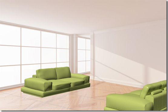 figur 6. Duplikering af 3D sofa model.