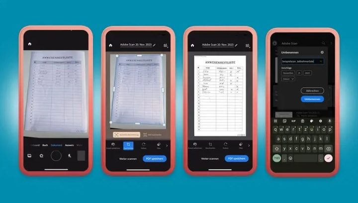 App Adobe Scan su smartphone per la scansione documenti PDF con tecnologia OCR