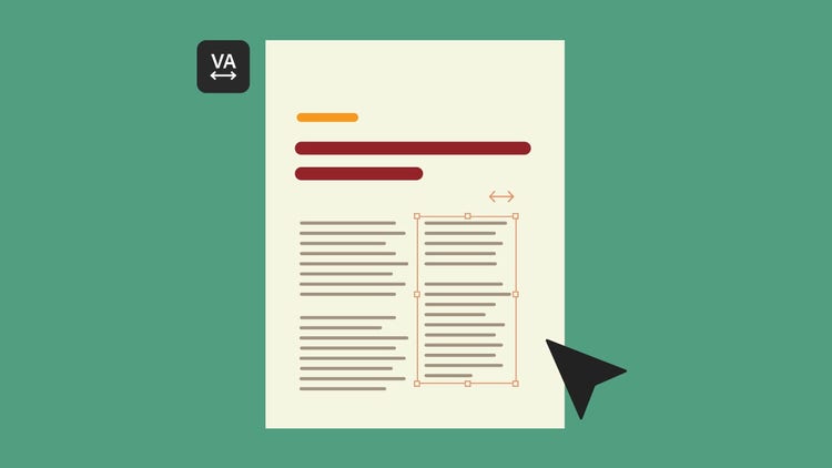 Rappresentazione di un documento con testo allineato verticalmente