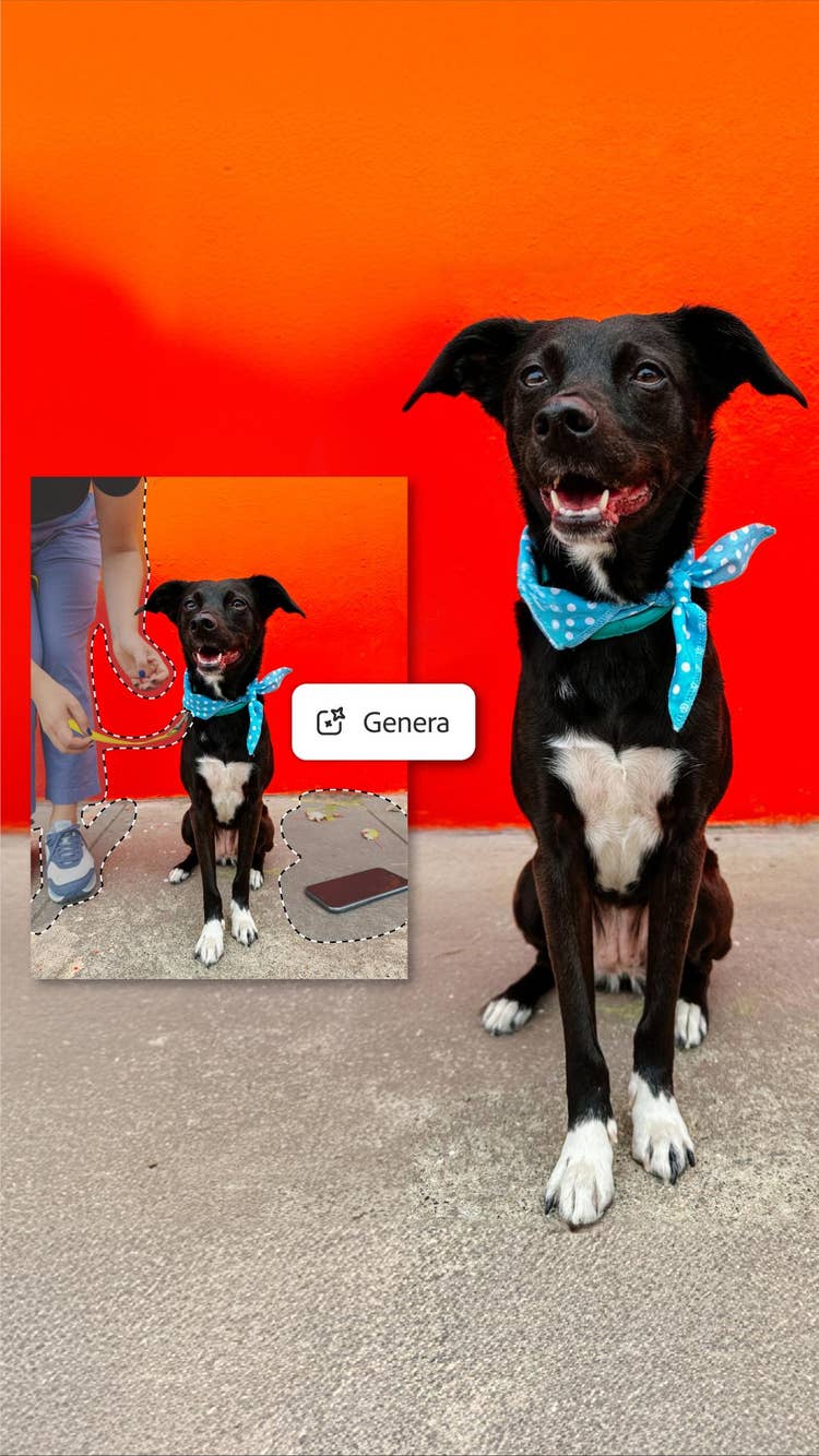 Breve video che mostra come rimuovere gli elementi di disturbo dalle foto nell'app di fotoritocco Photoshop