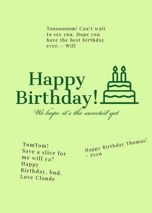 Green Shareable Group Birthday Card Group Birthday Card