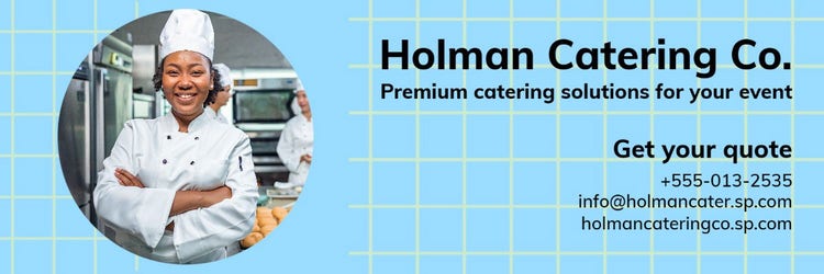 Blue & Yellow Grid Catering Business Banner