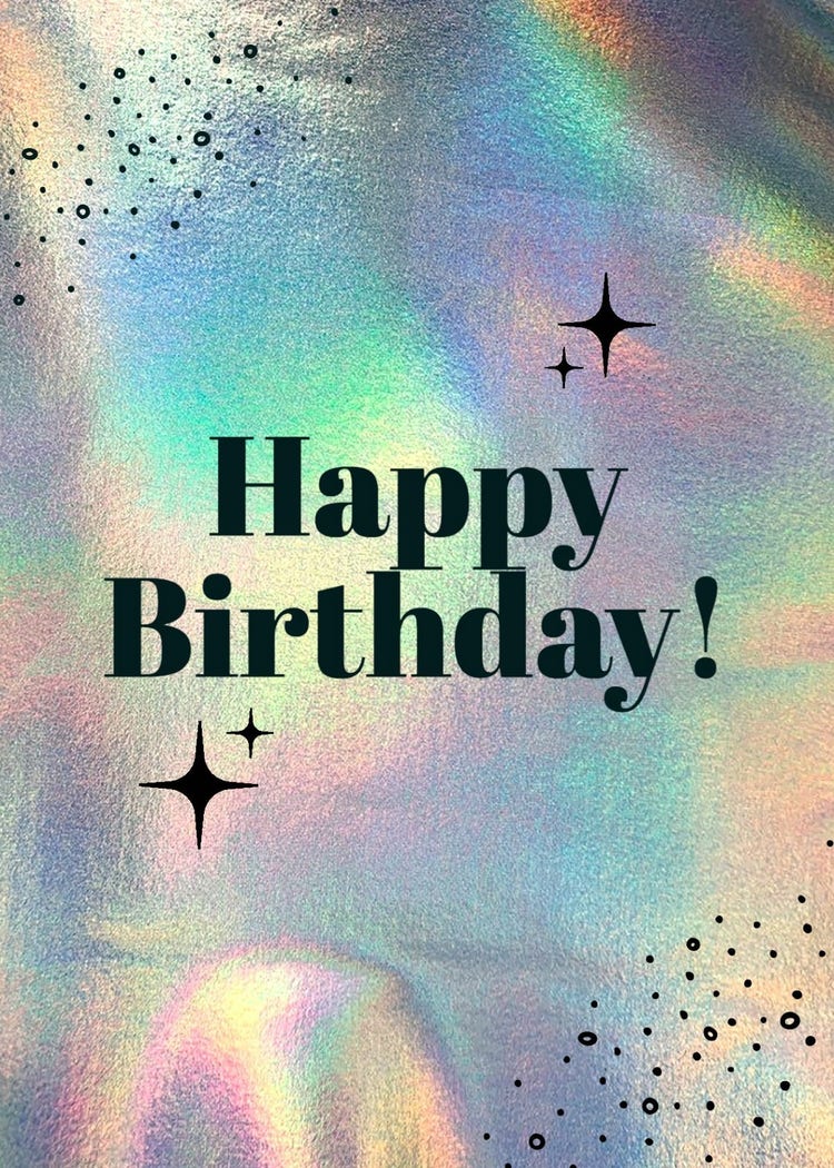 Iteration Black and Holographic Happy Birthday Card