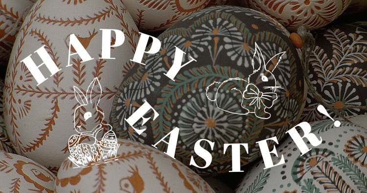 Brown Orange & White Traditional Illustrated Happy Easter Facebook Post