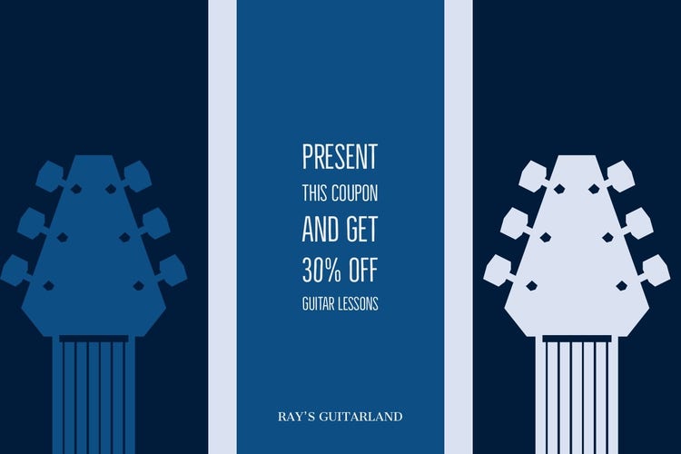 Blue and Navy Blue Guitar Lesson Promotion