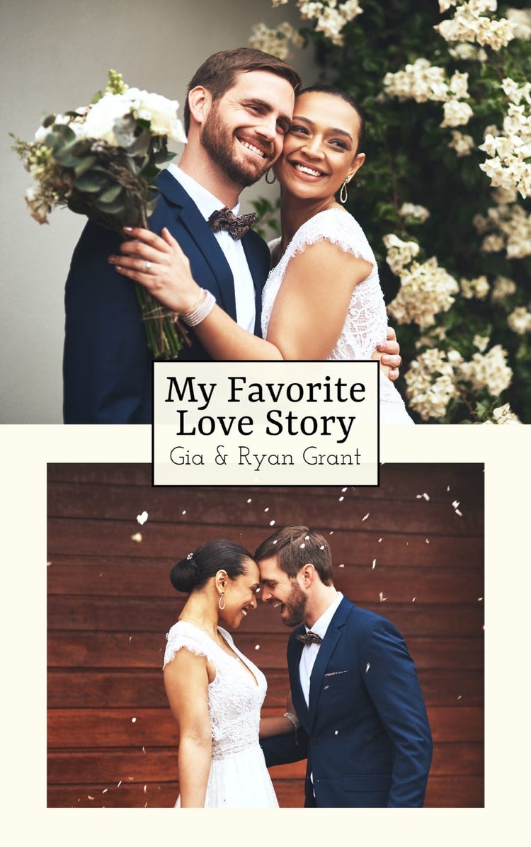 Off-white & Black Love Story Wedding Album Cover