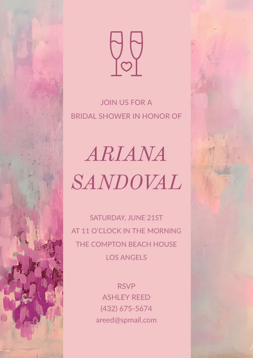 Pink Painted Bridal Shower Invitation Card