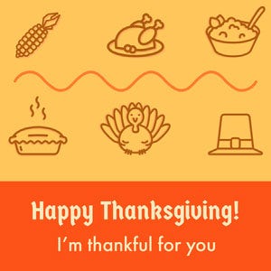 Orange Illustrated Happy Thanksgiving Instagram Square Happy Thanksgiving Card Messages
