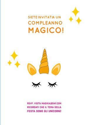 invited to a magical unicorn birthday cards Volantino per una festa