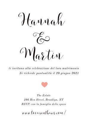  white and pink heart wedding cards  Invito tramite e-mail