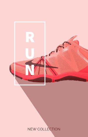 Pink and Red Minimalist New Sports Shoe Collection Ad 50 caratteri moderni