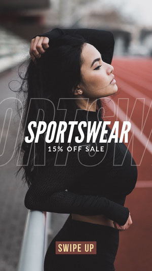 Red, Black and White Sportswear Sale Ad Instagram Story 50 caratteri moderni 