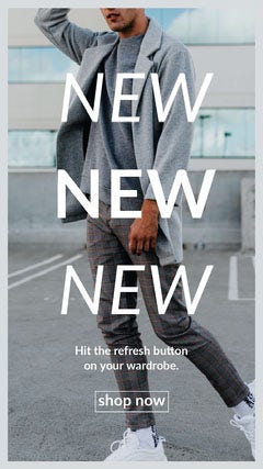 Gray Mens Fashion Store Ad Instagram Story with Fashion Model