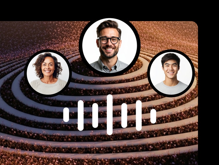 Un gruppo di tre persone è raffigurato davanti all’immagine di un’onda sonora, a rappresentare il dialogo e la comunicazione.