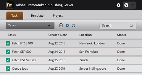 Publishing dashboard