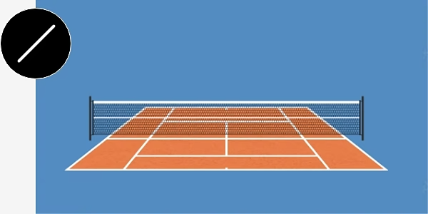 Una grafica di un campo da tennis creato usando le linee in Photoshop.