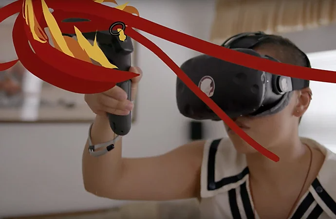 Un utente che indossa un visore di AR