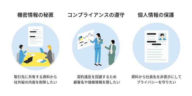 PDFの墨消し機能を活用できるシーンの例