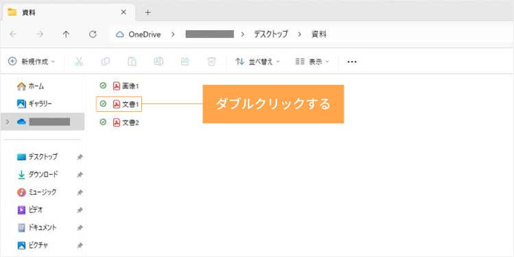 表示したいPDFファイルをダブルクリックする