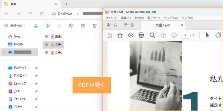 Acrobat ReaderでPDFが開く