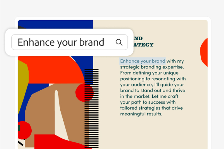 Acrobatの光学文字認識機能を紹介する検索バーがハイライト表示された文書の画像