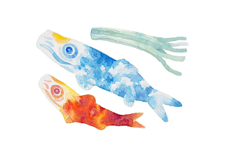 こいのぼりの水彩画