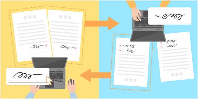 記名押印を行っているイメージ図