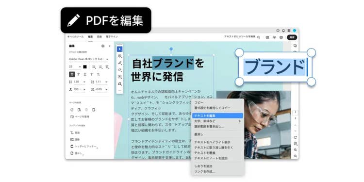 Acrobat Proを使えば、PDF形式のままテキストや画像を編集できる