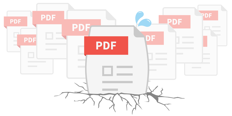 上書き保存で履歴が蓄積し、重くなったPDFのイメージ