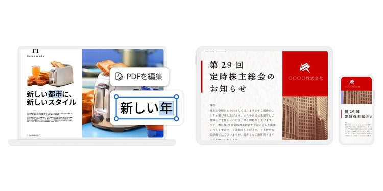 AcrobatとIllustratorを併用して作成した、完成度の高い資料のイメージ