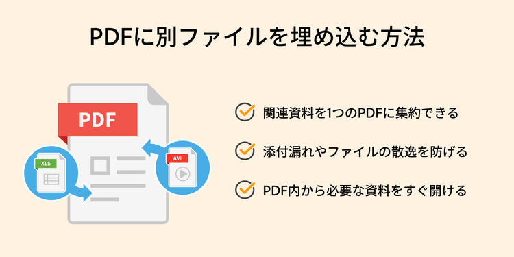 PDFに別ファイルを埋め込んだ場合のメリット