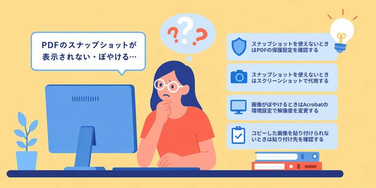 スナップショットで困ったときの対処法と解決策のまとめイラスト