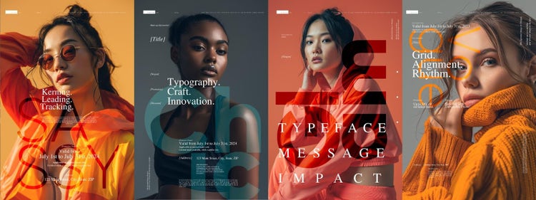 文字の方向や縦横比が調整され、デザイン性の高いタイポグラフィデザインが成されたポスター