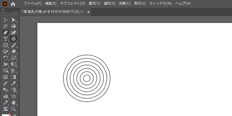 幅が均一の6重の円を描く