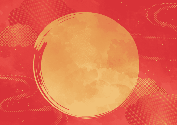 和柄があしらわれた、赤と金配色の背景素材