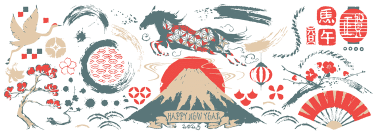 躍動感のある正月モチーフの素材集