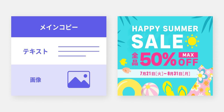 横割りレイアウトの図解とサンプルバナー