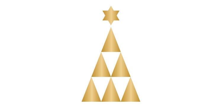 図形の組み合わせで作成したクリスマスツリーのイラスト