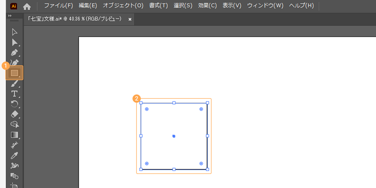 「長方形」ツールを選択し、Shitキーを押しながら任意の大きさの正方形を描く
