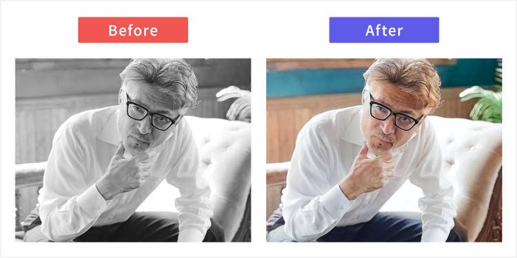 「カラー化」機能を使った、加工前後の比較