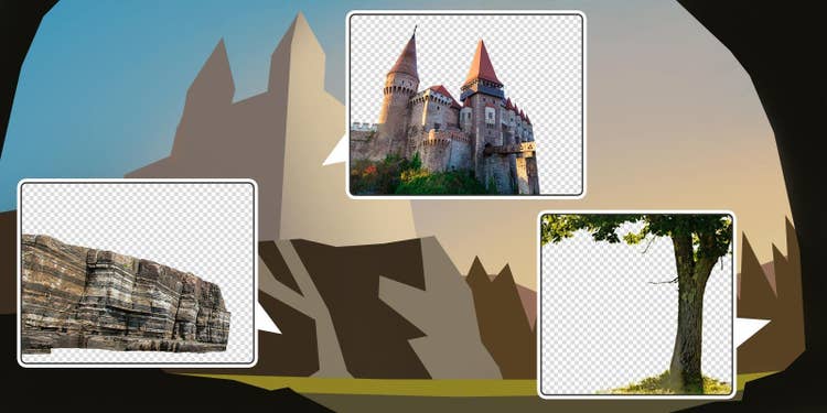 画像を切り抜いたら、以下のようにラフイメージに沿って画像素材を配置する