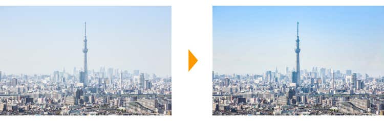 青空のかすみを除去した例