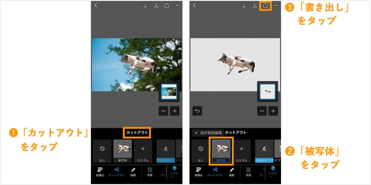 PhotoshopExpressで写真をカットアウトする01