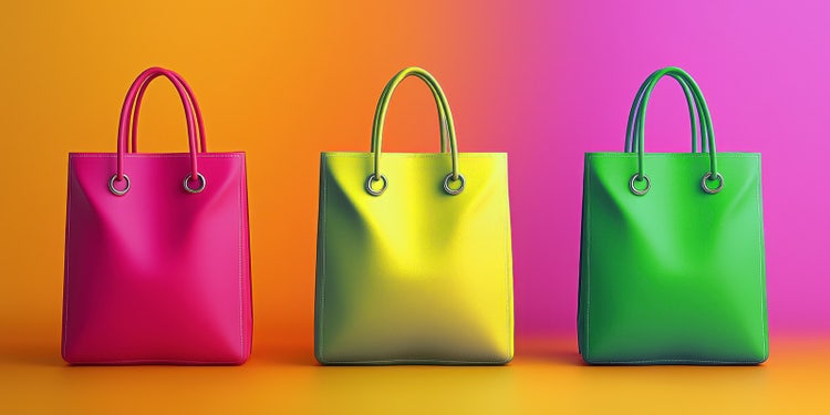 ネオンカラーのハンドバッグ（ピンク、イエロー、グリーン）