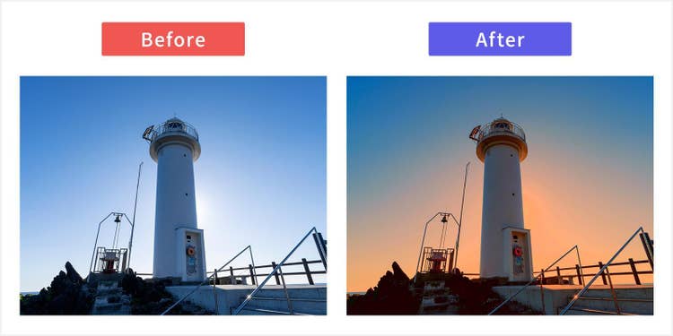「カラーの適用」機能を使った、加工前後の比較