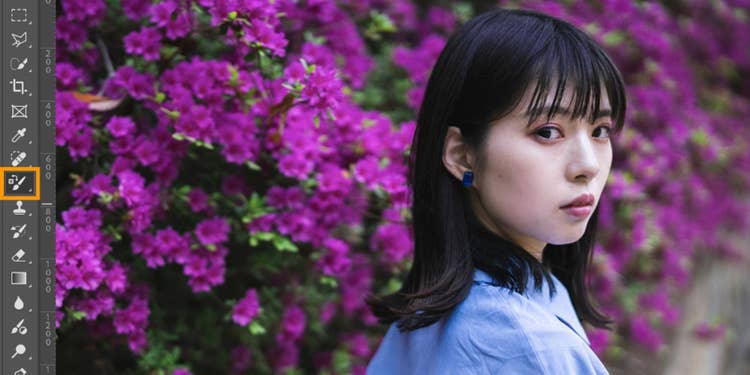 ツールパネルの中にある「色の置き換えツール」