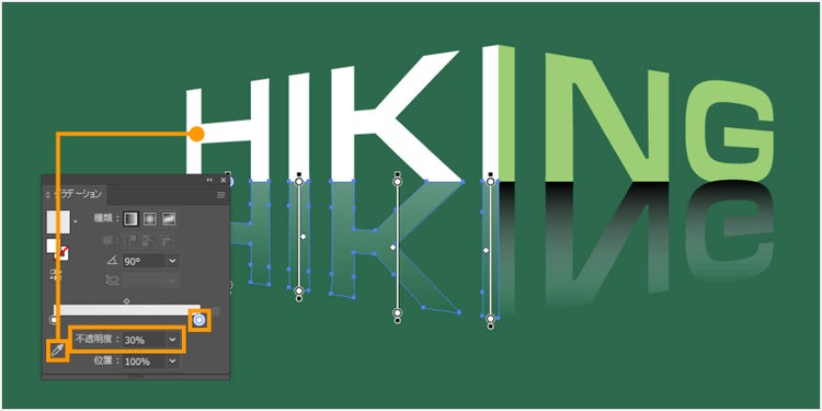 選択後、右のドットを選択してから「カラーピッカー」のアイコンをクリックし、元の文字をクリックして色を反映