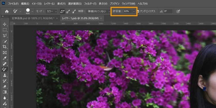 メニュー「許容値」